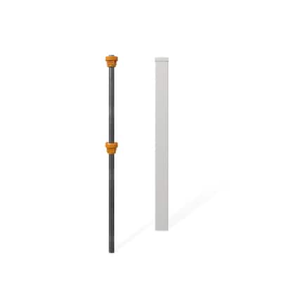 No-Dig Permanent 4 in. x 4 in. x 4 ft. White Vinyl Fence Post with No-Dig Pipe Anchor and Cap