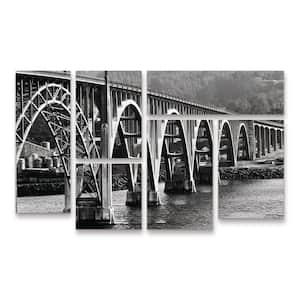 Art Susan Vizvary Photography Oregon Bridge Black and White 6-Piece Panel Unframed Photography Wall Art 28 in. x 47 in.