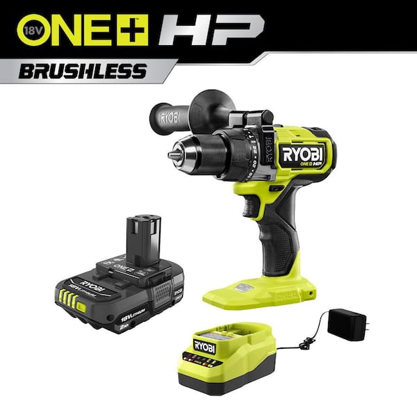 RYOBI ONE+ HP 18V Brushless Cordless 1/2 in. Hammer Drill with 2.0 Ah Battery and Charger