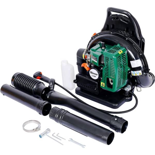 Green 2-Stroke Backpack Leaf Blower, GAS 63. 3cc, 3.6 HP 750CFM