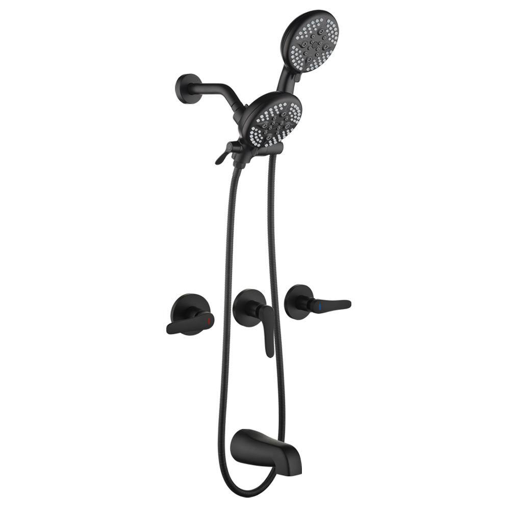 Triple Handle 25-Spray Tub and Shower Faucet with 4.72 in. Dual Shower Head