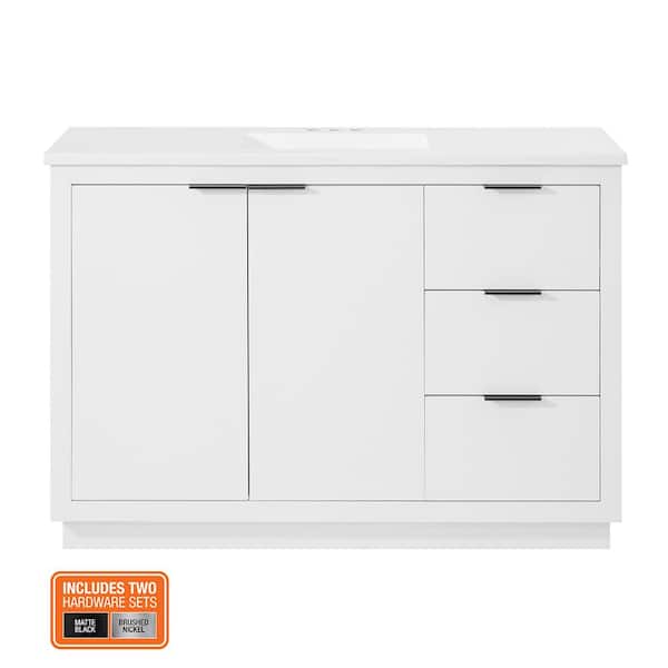 Harlock 49 in. Single Sink White Bath Vanity with White Cultured Marble Top (Assembled)