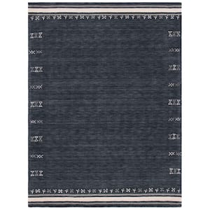 Himalaya Charcoal 8 ft. x 10 ft. Solid Color Striped Area Rug