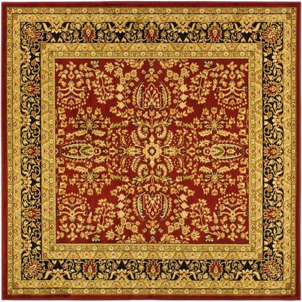 SAFAVIEH Lyndhurst Red/Black 8 ft. x 8 ft. Square Antique Floral Border ...