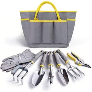 FiveJoy Garden Tool Set, 11 Piece Aluminum Alloy Hand Tool Starter Kit with  Garden Bag, Outdoor , Heavy Duty Gardening Work Set with Ergonomic