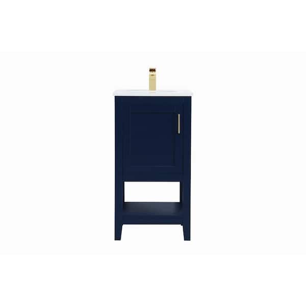 Unbranded Simply Living 18 in. W x 19 in. D x 34 in. H Bath Vanity in Blue with Calacatta White Engineered Marble Top