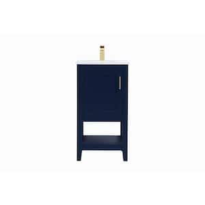 Timeless Home 18 in. W x 19 in. D x 34 in. H Single Bathroom Vanity in Blue with Calacatta Quartz