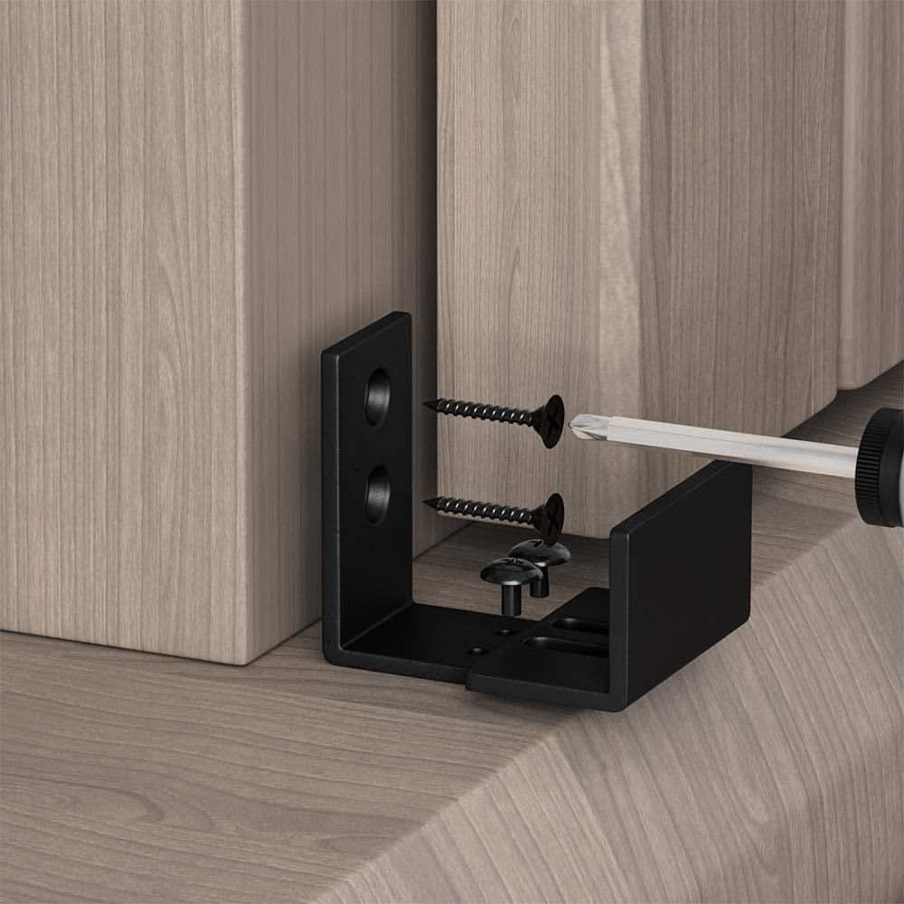 Adjustable Black Steel Wall Mount Sliding Barn Door Floor Guide