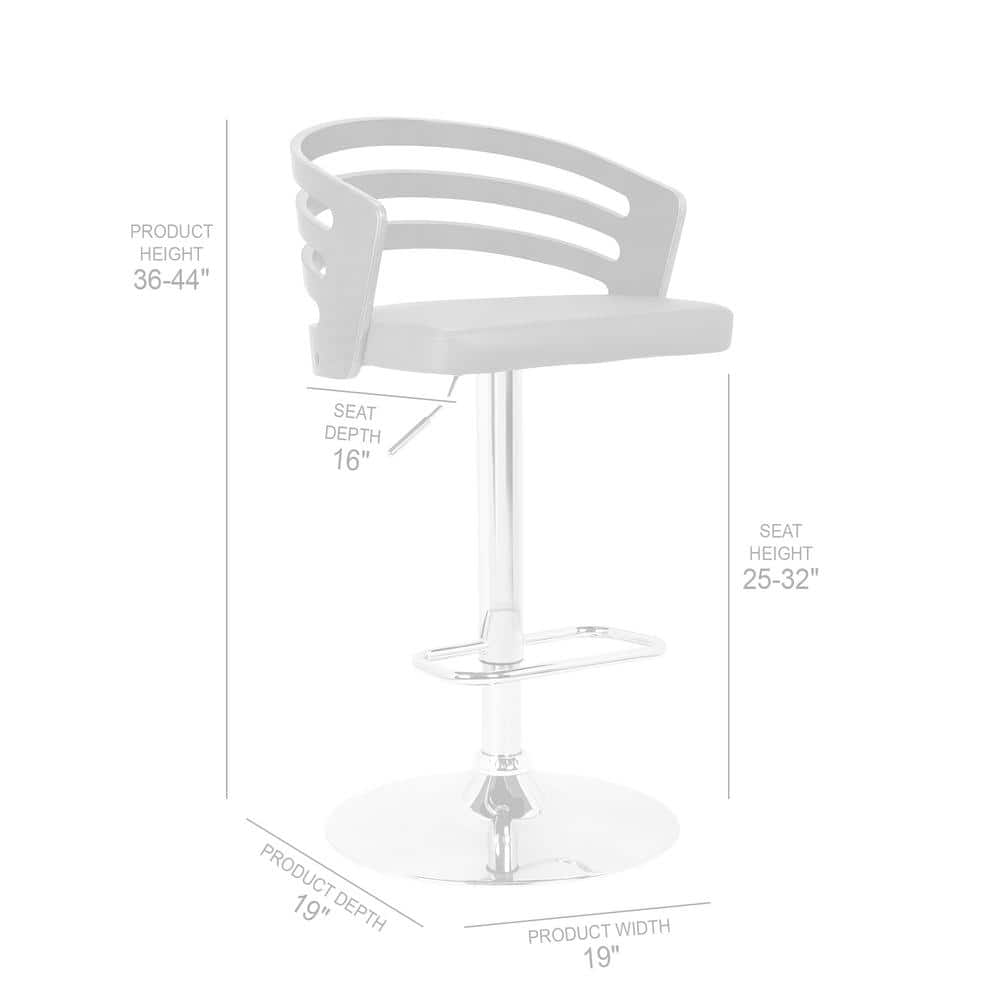 Adele Cream Faux Leather and Walnut Adjustable Swivel Barstool
