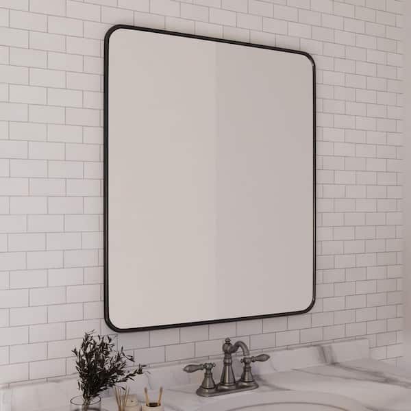 ELLO&ALLO 24 in. W x 36 in. H Rectangular Aluminum Framed Wall Bathroom Vanity Mirror in Black