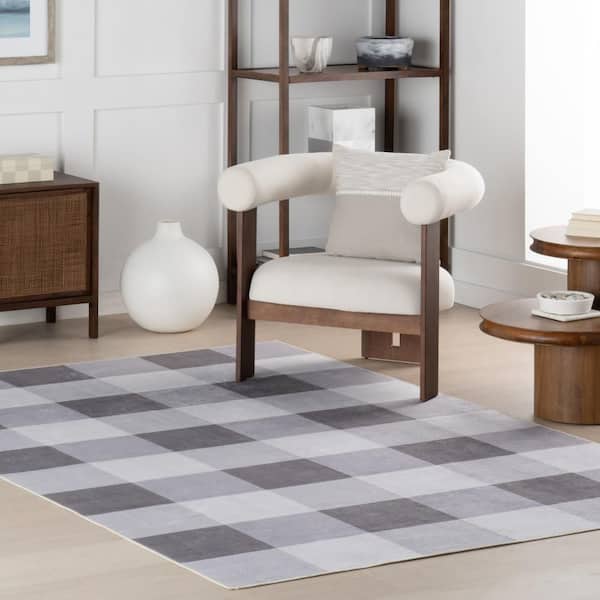 Harmoni SplashGuard Machine Washable Area Grey 9 ft. x 12 ft. Indoor Area Rug