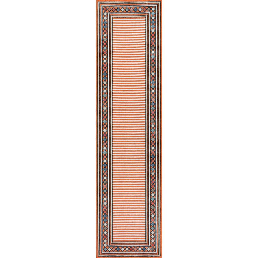 Sebastian Orange and Ivory Geometric Indoor/Outdoor Area Rug