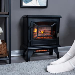 10 in. Freestanding Electric Fireplace in Black