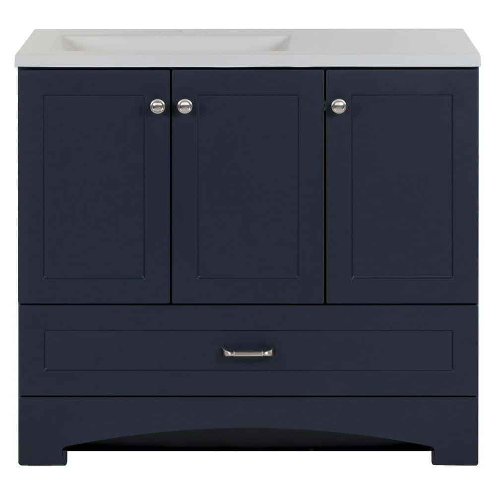 Glacier Bay Lancaster 36 in. W x 19 in. D x 33 in. H Single Sink Bath Vanity in Deep Blue with White Cultured Marble Top -  B36X20320