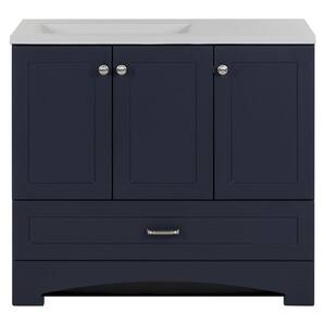 Lancaster 36 in. W x 19 in. D x 33 in. H Single Sink  Bath Vanity in Deep Blue with White Cultured Marble Top