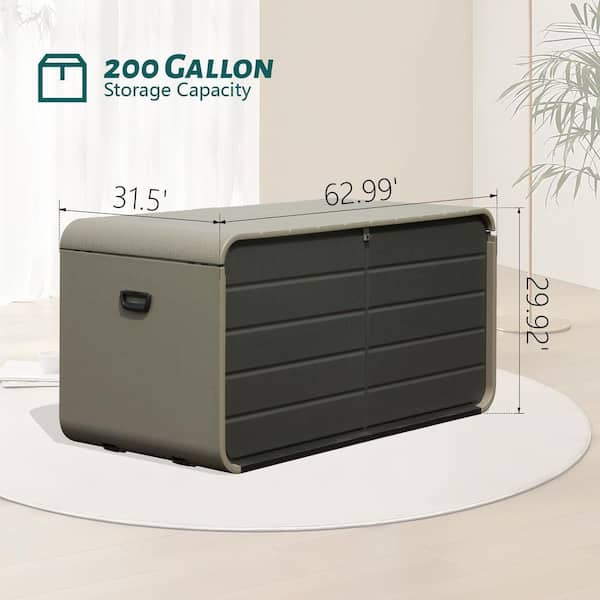 Ama pear Gray 200 Gal. All-Weather Large Resin Deck Box, Plastic