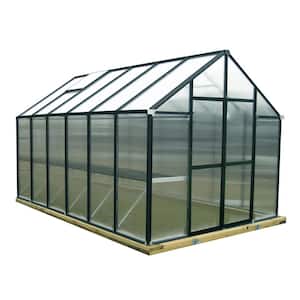 8 ft. x 12 ft. Black Premium Greenhouse with Front and Back Doors and Dual Workbenches