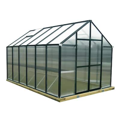 8 ft. x 12 ft. Black Premium Greenhouse with Front and Back Doors and Dual Workbenches