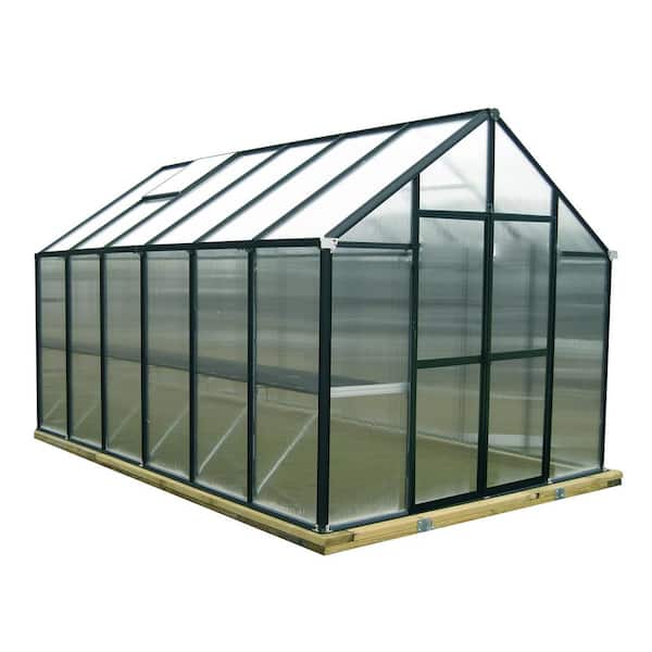 Monticello 8 ft. x 12 ft. Black Premium Greenhouse with Front and Back Doors and Dual Workbenches