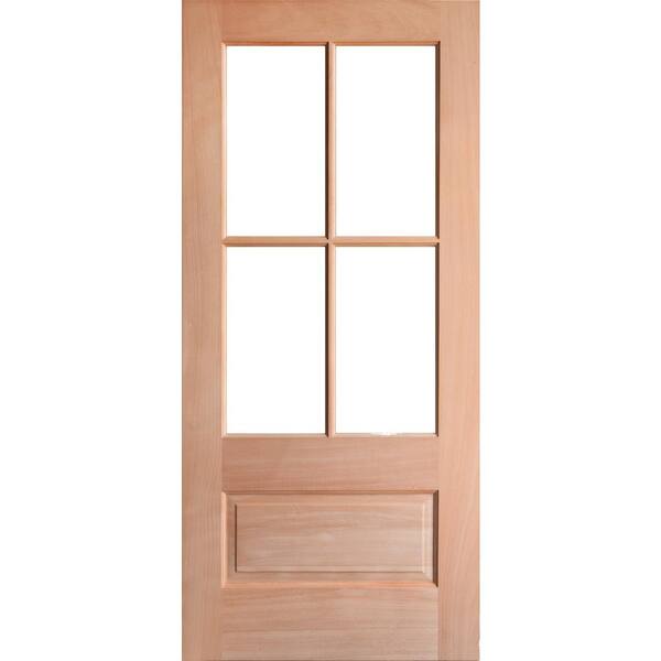 Prestige Door 30 in. x 96 in. Right-Hand/Inswing 3/4 Lite Glass Unfinished Mahogany Wood Prehung Front Door