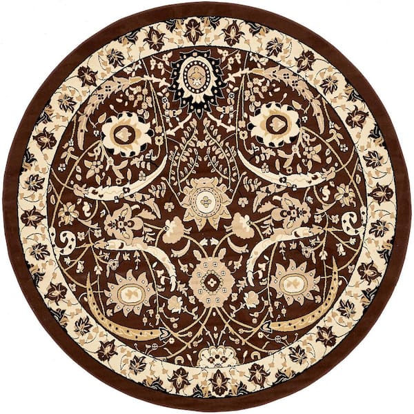 Unique Loom Espahan Cape Cod Brown 8' 0 x 8' 0 Round Rug