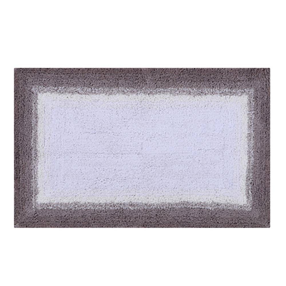 Beige and Gray Cotton Ombre Bathroom Rug Set