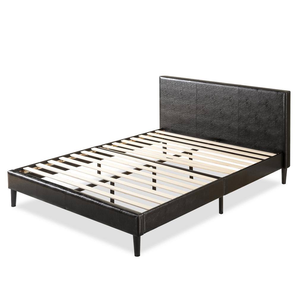 Zinus Jade Black Faux Leather, Leather Full Bed