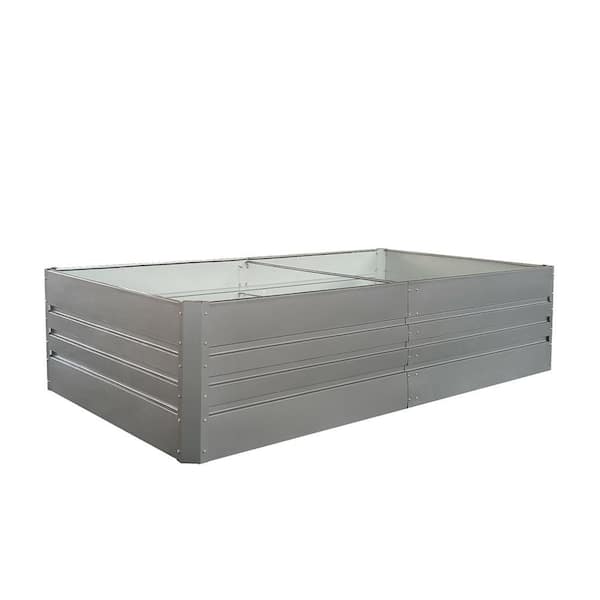 Metal Garden Bed Outdoor Planter Box for Vegetables Flowers Herb Grey