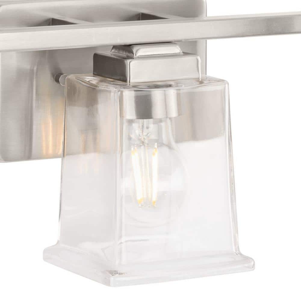 Brushed Nickel 3-Light Vanity with Clear Glass Shades