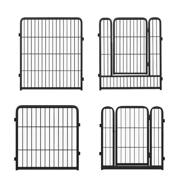 Garden Fence 24 in. H x 29.6 ft. L 16 Panels Decorative Outdoor Metal Animal Barrier Easy Setup for Dog Rabbit Black