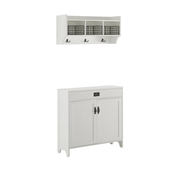 CROSLEY FURNITURE Fremont Distressed White Entryway Storage Set (2-Piece)