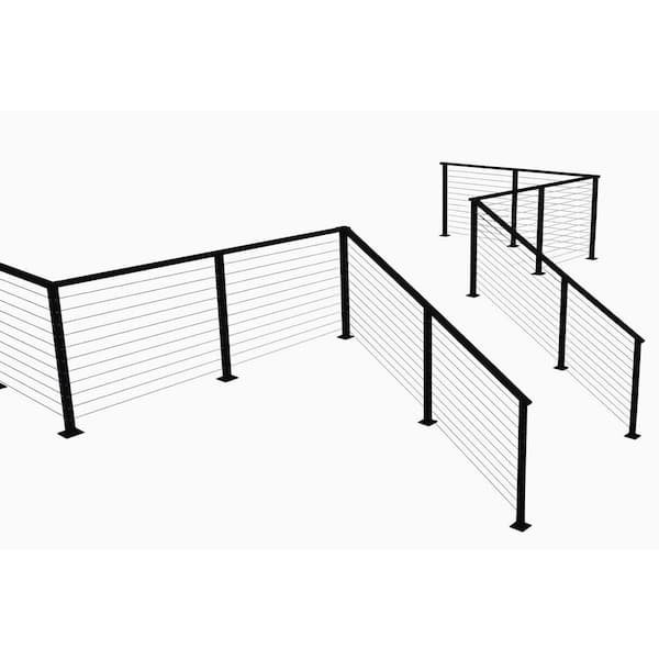 EasyRail 1 ft. E-Coat Steel Custom Cable Railing 36 in. Tall with Baseplate covers