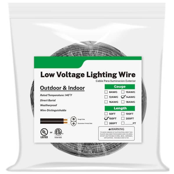 14/2-Gauge 150 ft. 2-Conductor Stranded Grounded Landscape Lighting Wire for Outdoor Use