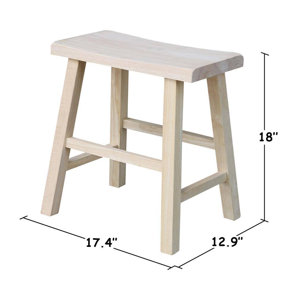 Classic Unfinished Solid Wood 18" Swivel Saddle Stool