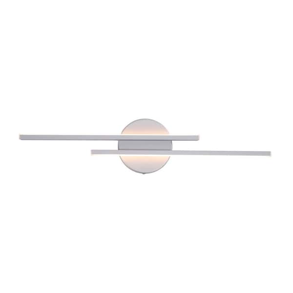 21.4 in. 2-Light Silver Modern Integrated LED Vanity Light Bar for Bathroom
