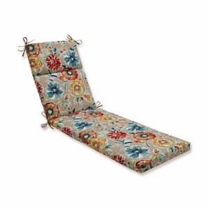 Floral 21 x 28.5 Outdoor Chaise Lounge Cushion in Tan/Blue Colsen
