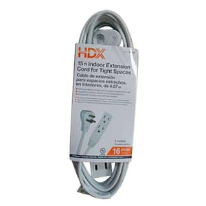 15 ft. 16/3 Indoor Tight Space Cube Tap Extension Cord, White