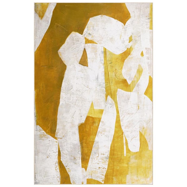 Gold and White 5 ft. x 8 ft. Items Washable Abstract Art Area Rug