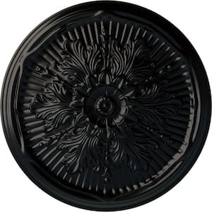 21" x 2" Luton Urethane Ceiling Medallion (Fits Canopies upto 3-1/2"), Hand-Painted Jet Black