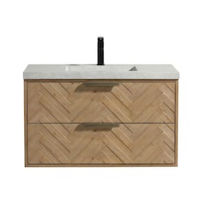 Carlsbad 36 in. W x 18.5 in. D Bath Vanity in Weathered Fir with Concrete Vanity Top in Gray with Gray Basin