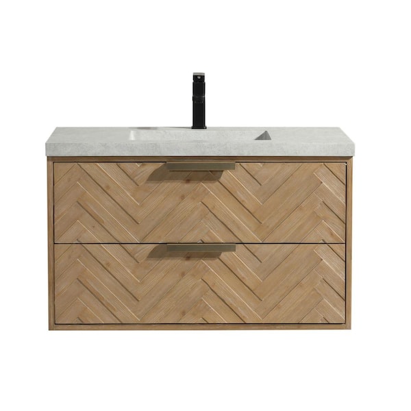 Ari Kitchen and Bath Carlsbad 36 in. W x 18.5 in. D Bath Vanity in Weathered Fir with Concrete Vanity Top in Gray with Gray Basin