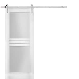 7222 18 in. x 96 in. 1 Panel White Finished MDF Sliding Door with Stainless Barn Hardware