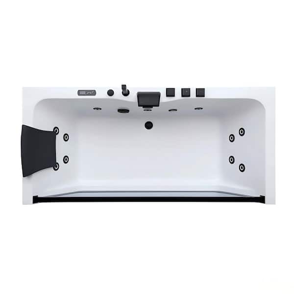 71 in. x 30 in. Whirlpool Bathtub Rectangular hydrotherapy Jetted SPA Bath Tub with Center Drain-in White