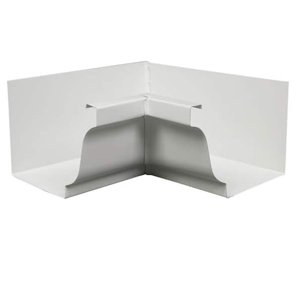 4 in. White Galvanized Steel K-Style Inside Gutter Miter