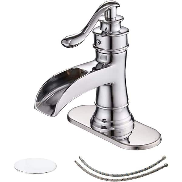 Dyiom Bath Accessory Set Chrome Bathroom Faucet Waterfall Sink Vanity  Single Hole Faucets Restroom Bath 1 Handle-Word B078TD7DV4 - The Home Depot