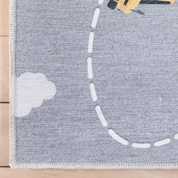 Traffic Modern Kids Grey 5 ft. x 7 ft. Machine Washable Flat-Weave Area Rug