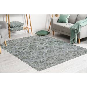 Green 5 ft. x 8 ft. Livigno 1243 Transitional Geometric Area Rug