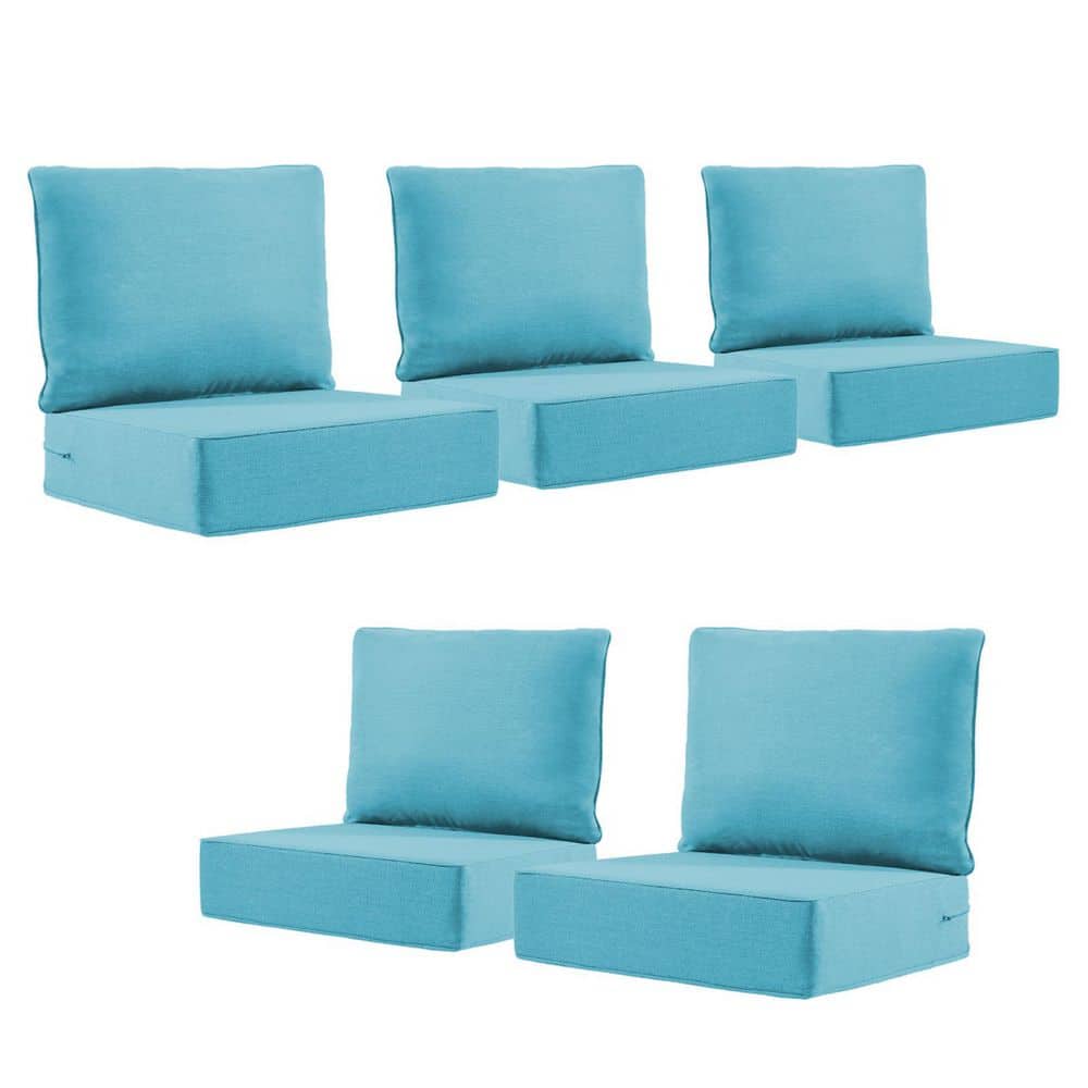 22 in. x 24 in. x 6 in. 10-Piece Olefin Deep Thick Seating Outdoor Lounge Chair Sofa Replacement Cushion in Light Blue price history on PriceWatchPro