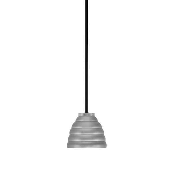 Unbranded Elonia 100-Watt 1 Light Matte Black & Graphite Stem Mini Pendant Light with 6 in. Graphite Beehive Metal Shade