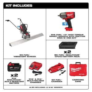 MX FUEL Lithium-Ion Cordless Vibratory Screed with M18 FUEL ONE-KEY 1/2 in. High-Torque Impact Wrench Kit